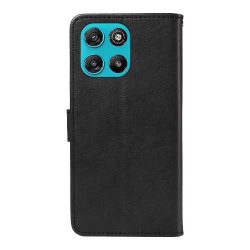 Калъф тефтер Leather Wallet Stand за Motorola Moto G57 Power 5G/ G67 Power 5G, черен