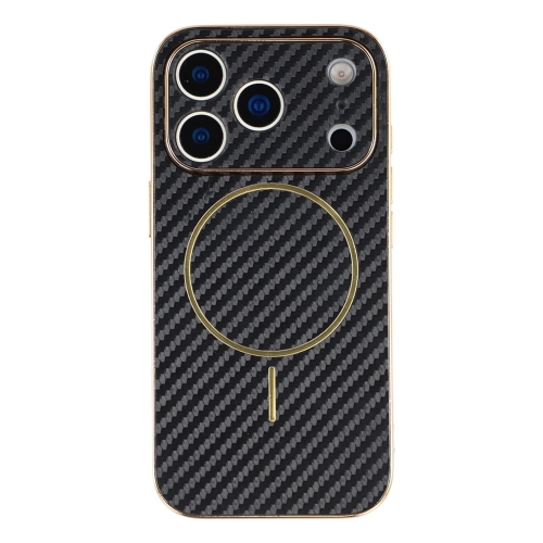 Калъф Carbon Fiber Textured Electroplated TPU за Iphone 17 Pro, черен