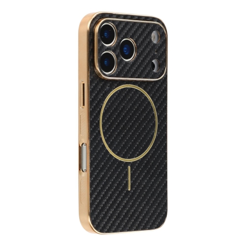 Калъф Carbon Fiber Textured Electroplated TPU за Iphone 17 Pro, черен