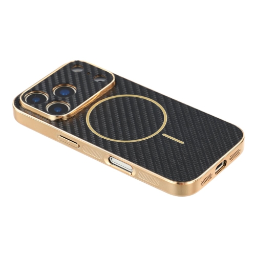 Калъф Carbon Fiber Textured Electroplated TPU за Iphone 17 Pro, черен