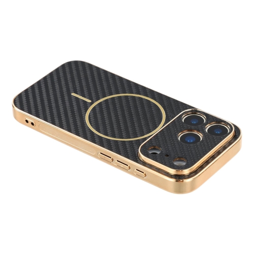Калъф Carbon Fiber Textured Electroplated TPU за Iphone 17 Pro, черен