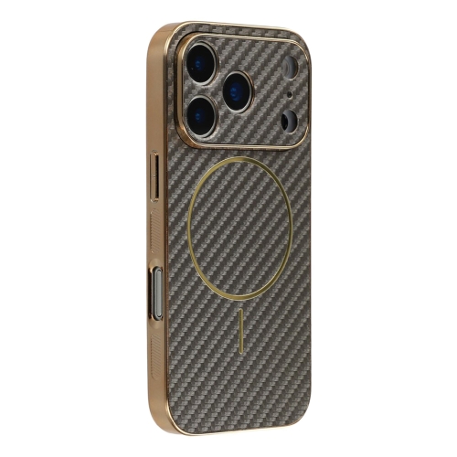 Калъф Carbon Fiber Textured Electroplated TPU за Iphone 17 Pro, бронзов-сив