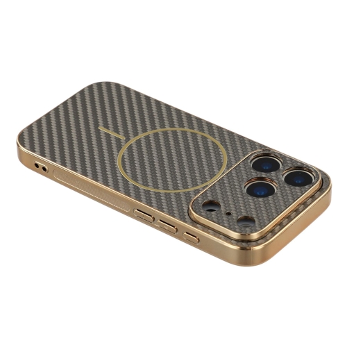 Калъф Carbon Fiber Textured Electroplated TPU за Iphone 17 Pro, бронзов-сив