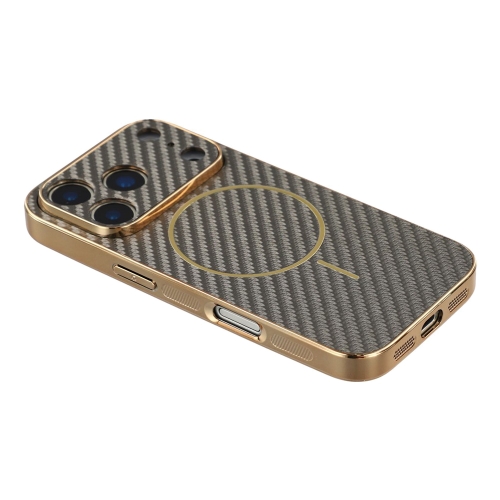 Калъф Carbon Fiber Textured Electroplated TPU за Iphone 17 Pro, бронзов-сив
