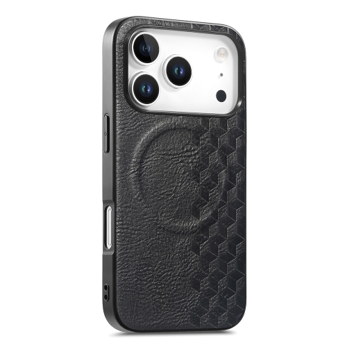 Калъф MagSF Grid Pattern PU Leather + PC за Iphone 17 Pro, черен
