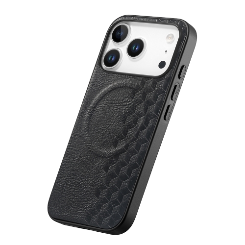 Калъф MagSF Grid Pattern PU Leather + PC за Iphone 17 Pro, черен