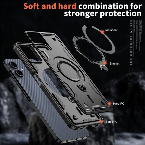 Удароустойчив калъф Magnetic Kickstand за Samsung Galaxy А07, черен