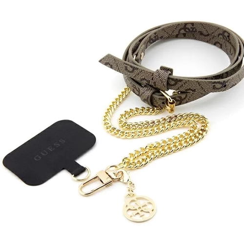 Универсална връзка за телефон Guess Crossbody Strap PU 4G Chain with Charm, кафява-златна
