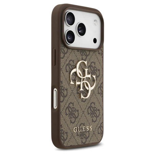 Калъф Guess PU 4G Metal Logo Strap Case за iPhone 17 Pro Max, кафяв