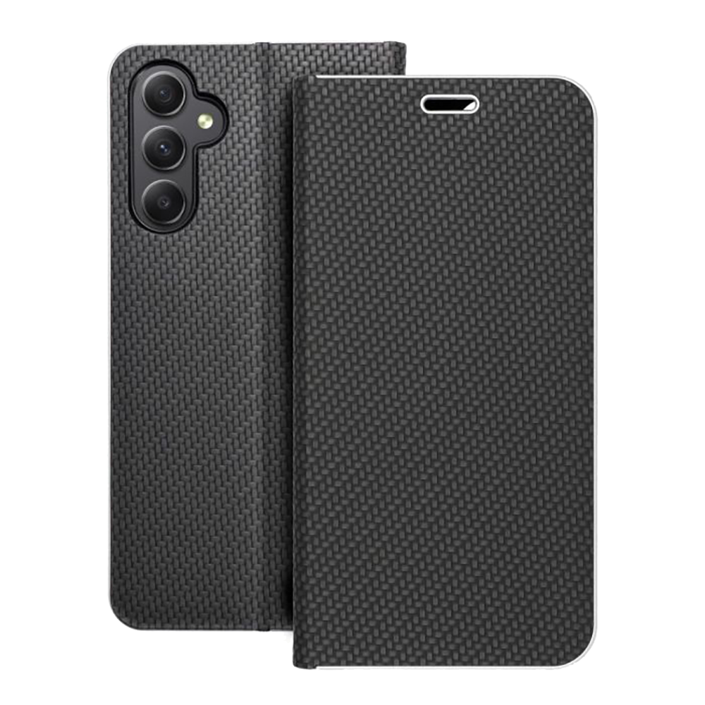 Калъф Тефтер Carbon LUNA за Samsung Galaxy A34 5G, черен