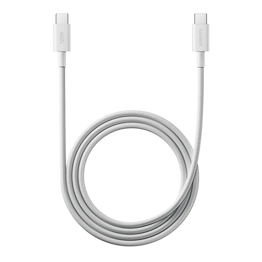 Кабел Xiaomi USB-C to USB-C, 6A, Braided, бял