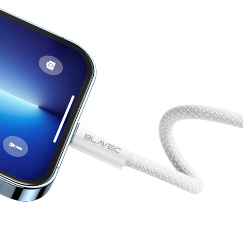 USB Кабел Blavec Candy Type-C, PD, 60W, 3A, 3m, Apple CarPlay/Android Auto (CCA-CC3W30), бял