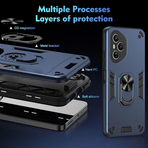 Удароустойчив гръб Ring Holder Kickstand за Honor 400 Pro, син