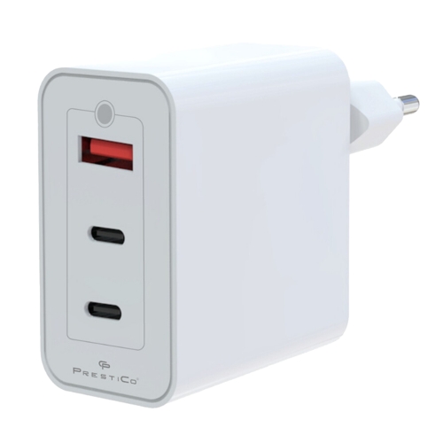 Зарядно 220V Prestico F29, 1xUSB-QCx2PD, 65W, GaN, бял