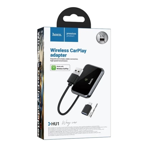 Безжичен CarPlay адаптер Hoco, USB A / USB C, HU1, черен