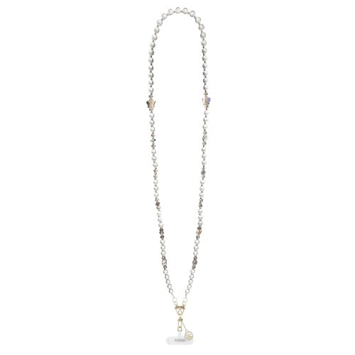 Универсална връзка за телефон Guess Crossbody Popruh Pearl and 4G Charm, бял