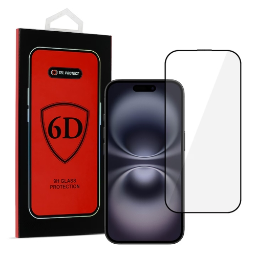 Стъклен протектор 6D Full Glue Iphone 16 Pro, черен