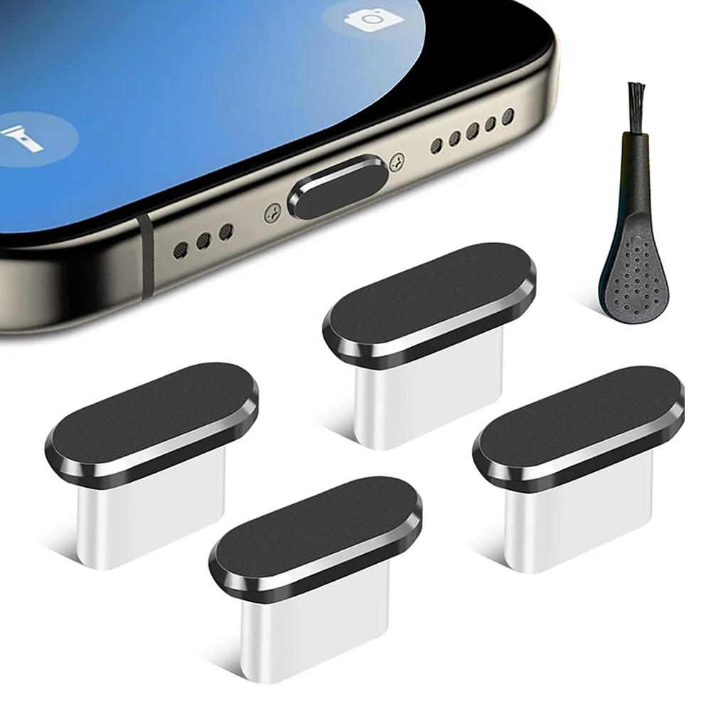 Тапички за прах Techsuit USB Type-C ( комплект 4бр), черен
